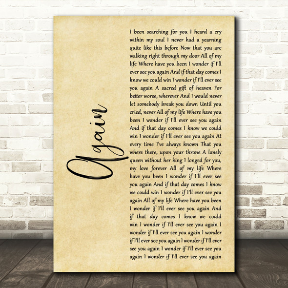 Lenny Kravitz Again Rustic Script Song Lyric Music Art Print