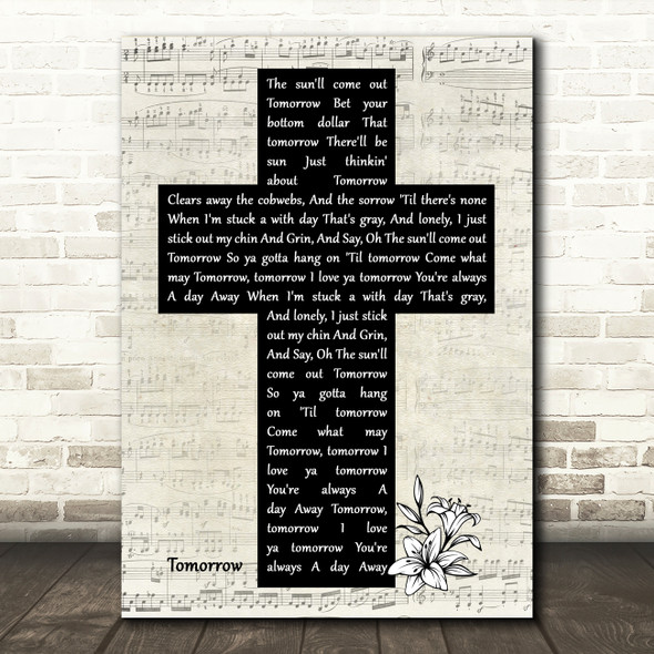 Quvenzhané Wallis Tomorrow Music Script Christian Memorial Cross Song Lyric Music Art Print