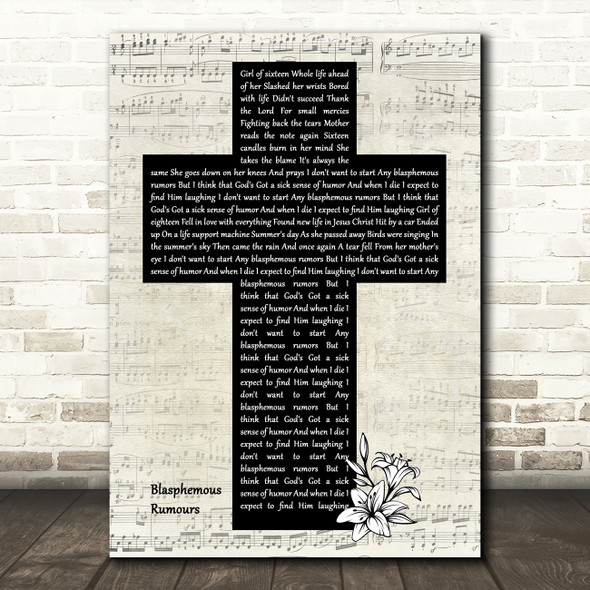 Depeche Mode Blasphemous Rumours Music Script Christian Memorial Cross Song Lyric Music Art Print