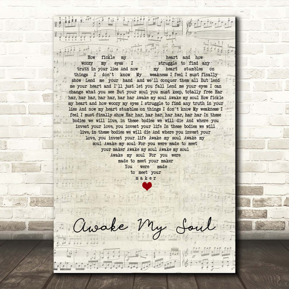 Mumford & Sons Awake My Soul Script Heart Song Lyric Print