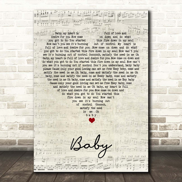 Bakermat Baby Script Heart Song Lyric Print