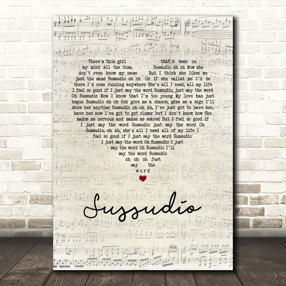 Phil Collins Sussudio Script Heart Song Lyric Print