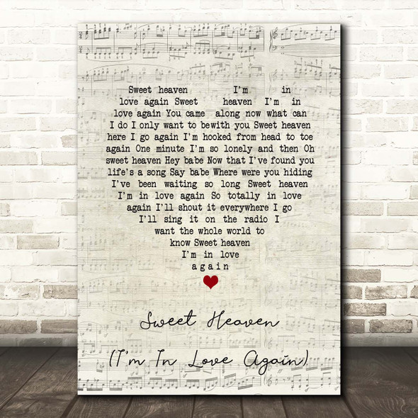 Barry Manilow Sweet Heaven (I'm In Love Again) Script Heart Song Lyric Print