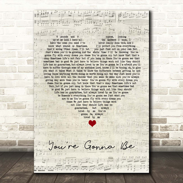 Reba McEntire You're Gonna Be Script Heart Song Lyric Print