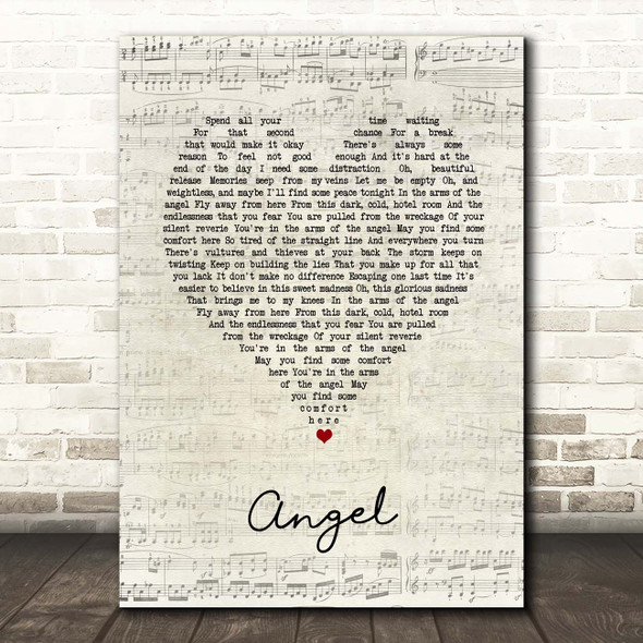 Sarah McLachlan Angel Script Heart Song Lyric Print