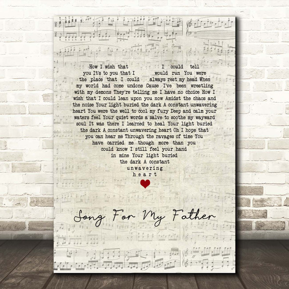 Sarah McLachlan Song For My Father Script Heart Song Lyric Print