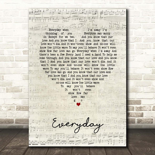 Slade Everyday Script Heart Song Lyric Print