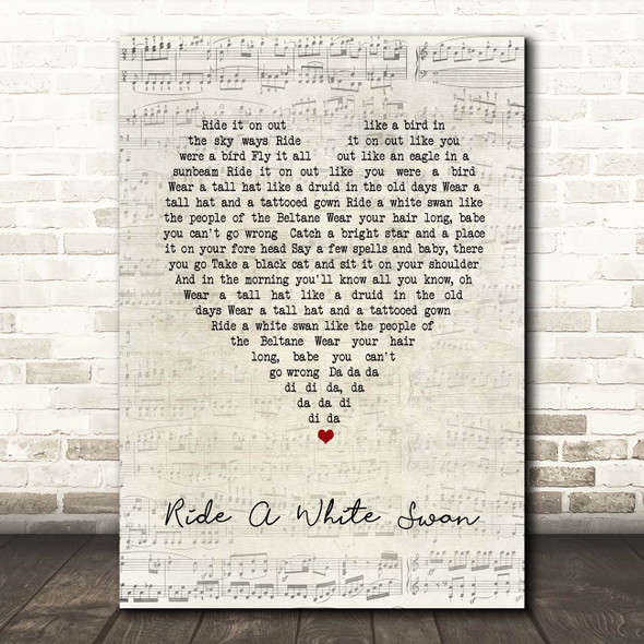 T. Rex Ride A White Swan Script Heart Song Lyric Print