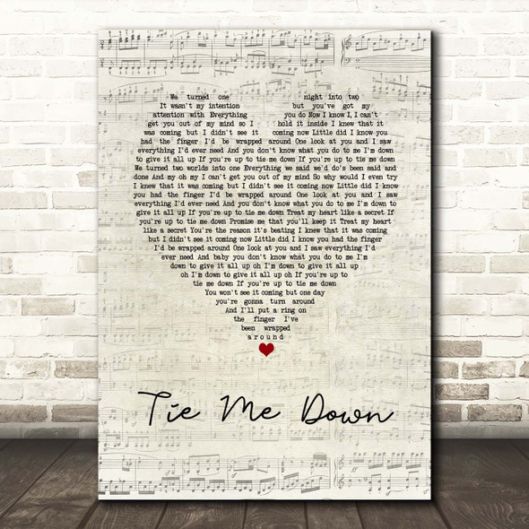 Taylor Ray Holbrook Tie Me Down Script Heart Song Lyric Print
