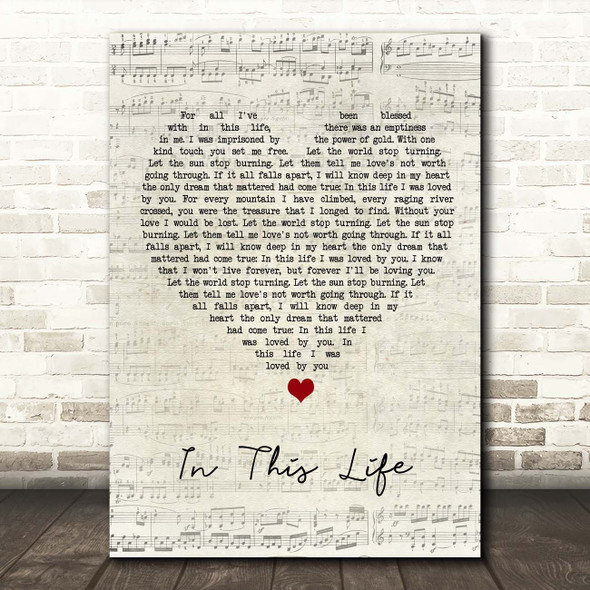 Bette Midler In This Life Script Heart Song Lyric Print