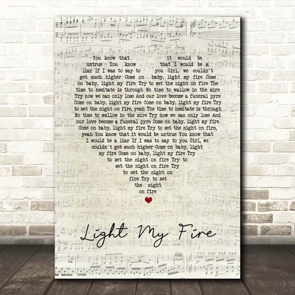 The Doors Light My Fire Script Heart Song Lyric Print