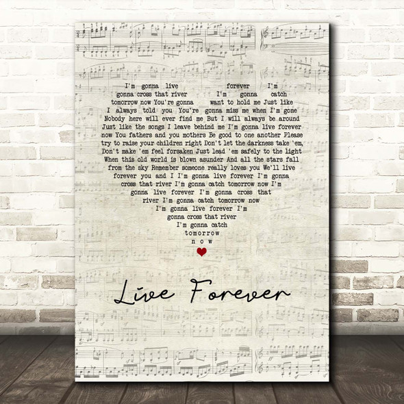 The Highwaymen Live Forever Script Heart Song Print