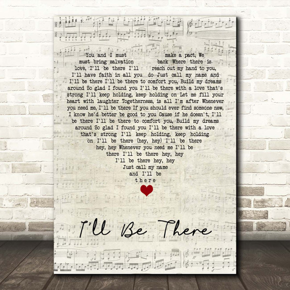 The Jackson 5 I'll Be There Script Heart Song Lyric Print