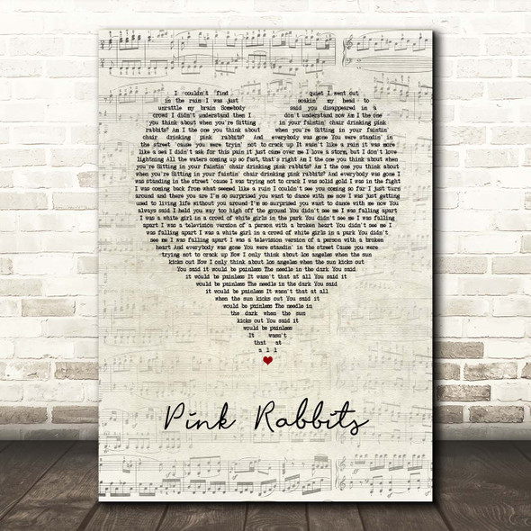 The National Pink Rabbits Script Heart Song Lyric Print