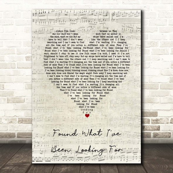Tom Grennan Found What I've Been Looking For Script Heart Song Lyric Print