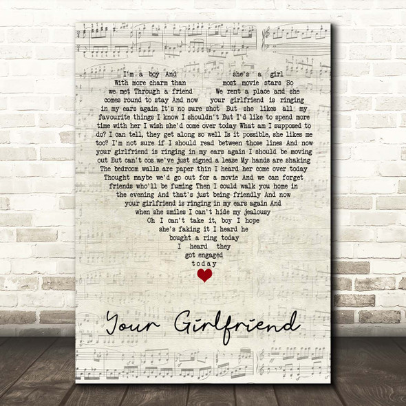 Blossoms Your Girlfriend Script Heart Song Lyric Print
