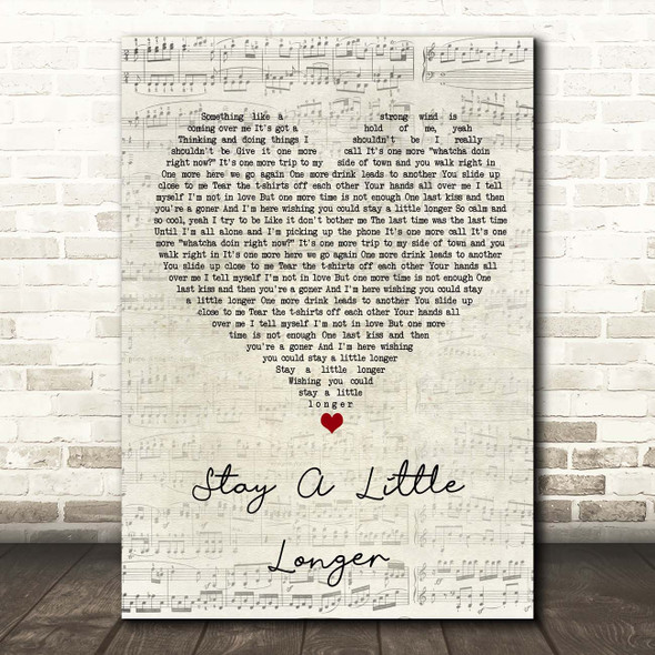Brothers Osborne Stay A Little Longer Script Heart Song Lyric Print