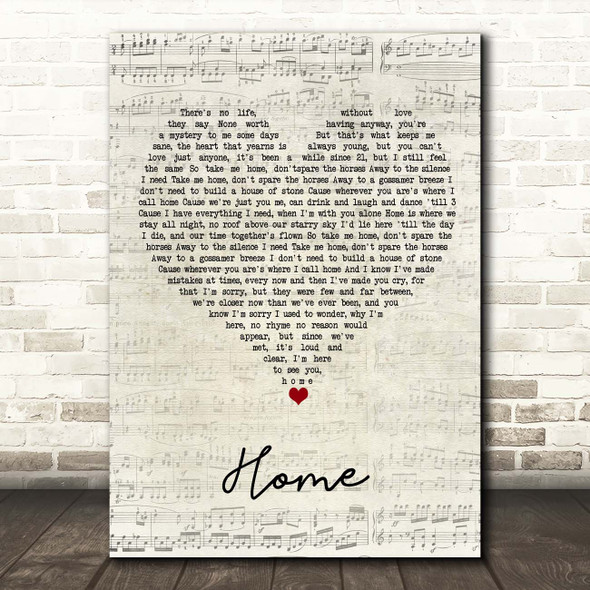 Bruno Major Home Script Heart Song Lyric Print