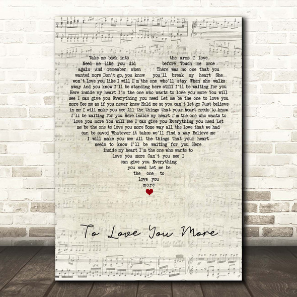 Celine Dion To Love You More Script Heart Song Lyric Print
