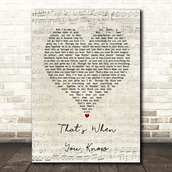 Chris Chuck Band That's When You Know Script Heart Song Lyric Print