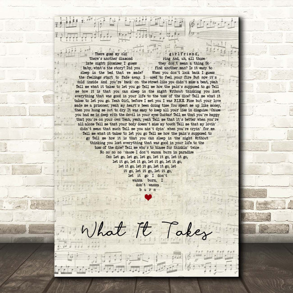 Aerosmith What It Takes Script Heart Song Lyric Print
