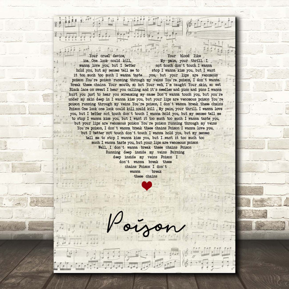 Alice Cooper Poison Script Heart Song Print