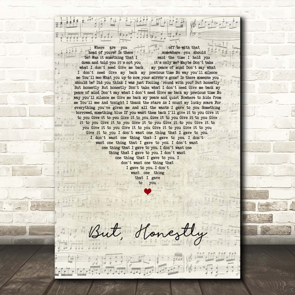 Foo Fighters But, Honestly Script Heart Song Lyric Print
