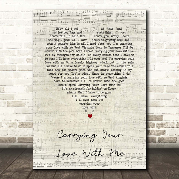 George Strait Carrying Your Love With Me Script Heart Song Lyric Print