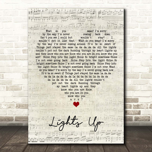 Harry Styles Lights Up Script Heart Song Lyric Print