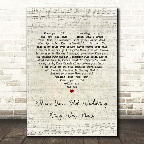 Jimmy Roselli When You Old Wedding Ring Was New Script Heart Song Lyric Print