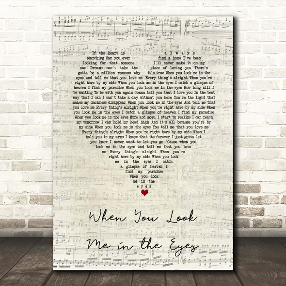 Jonas Brothers When You Look Me in the Eyes Script Heart Song Lyric Print