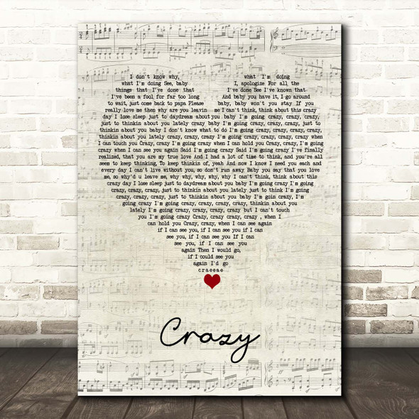 K-Ci & JoJo Crazy Script Heart Song Lyric Print