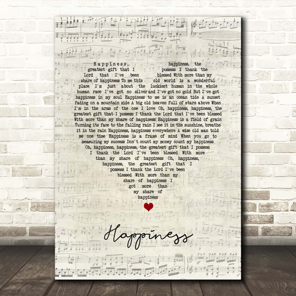 Ken Dodd Happiness Script Heart Song Lyric Print