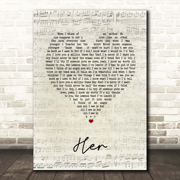 Anne-Marie Her Script Heart Song Lyric Print