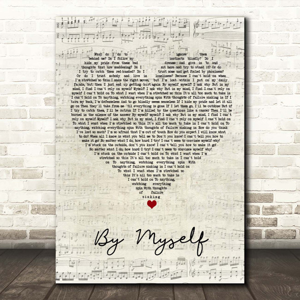 Linkin Park By Myself Script Heart Song Lyric Print