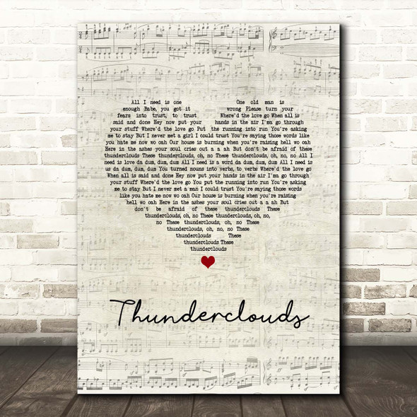 LSD Ft Sia Thunderclouds Script Heart Song Lyric Print