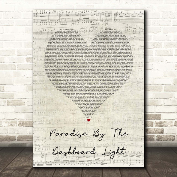 Meat Loaf Paradise By The Dashboard Light Script Heart Song Lyric Print