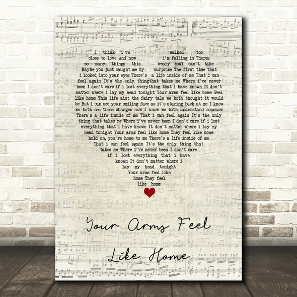 3 Doors Down Your Arms Feel Like Home Script Heart Song Lyric Wall Art Print