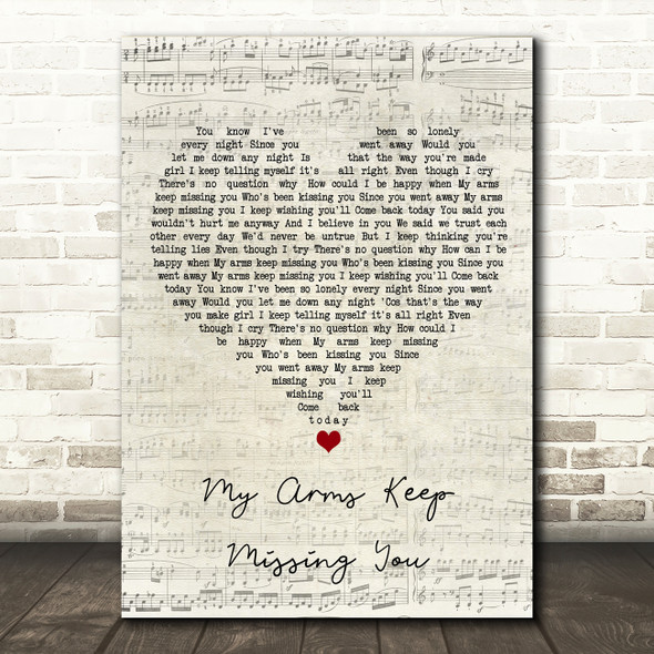 Rick Astley My Arms Keep Missing You Script Heart Song Lyric Wall Art Print