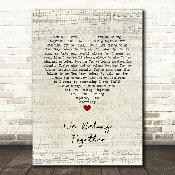 Ritchie Valens We Belong Together Script Heart Song Lyric Wall Art Print