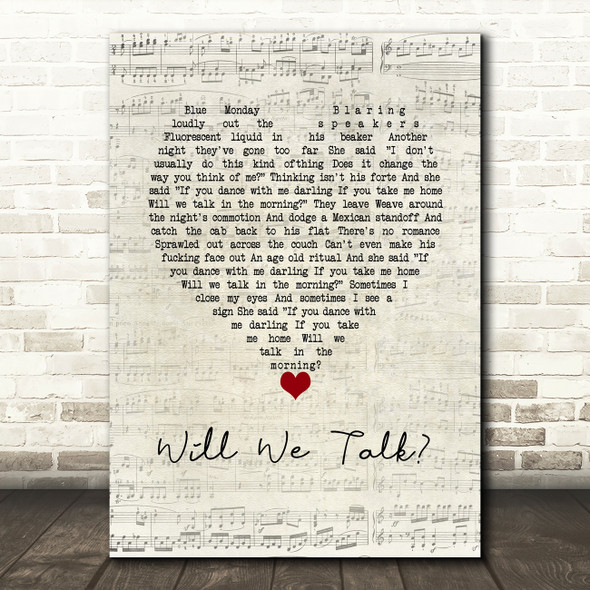 Sam Fender Will We Talk Script Heart Song Lyric Wall Art Print