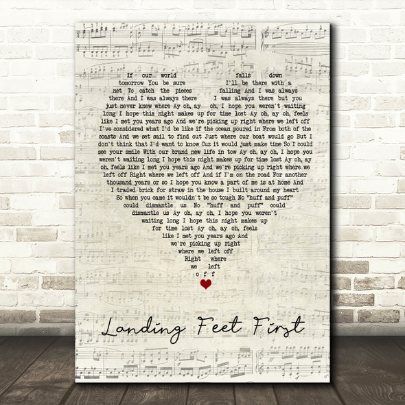 Bayside Landing Feet First Script Heart Song Lyric Wall Art Print