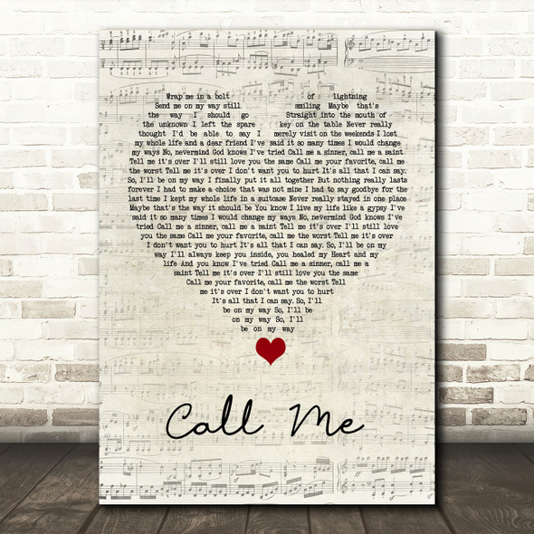 Shinedown Call Me Script Heart Song Lyric Wall Art Print