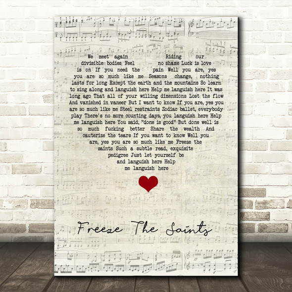 Stephen Malkmus Freeze The Saints Script Heart Song Lyric Wall Art Print