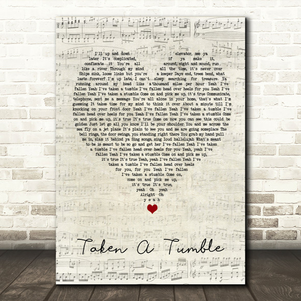 Stereophonics Taken A Tumble Script Heart Song Lyric Wall Art Print