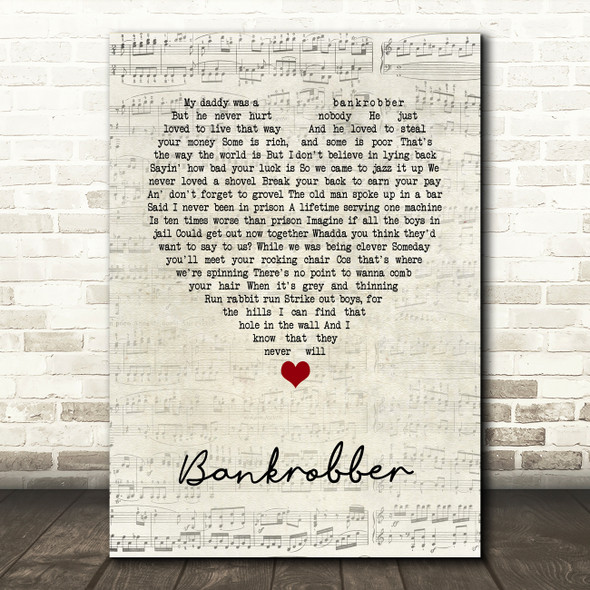 The Clash Bankrobber Script Heart Song Lyric Wall Art Print