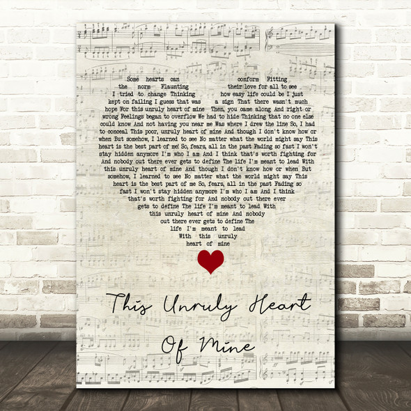 The Prom Musical This Unruly Heart Of Mine Script Heart Song Lyric Wall Art Print
