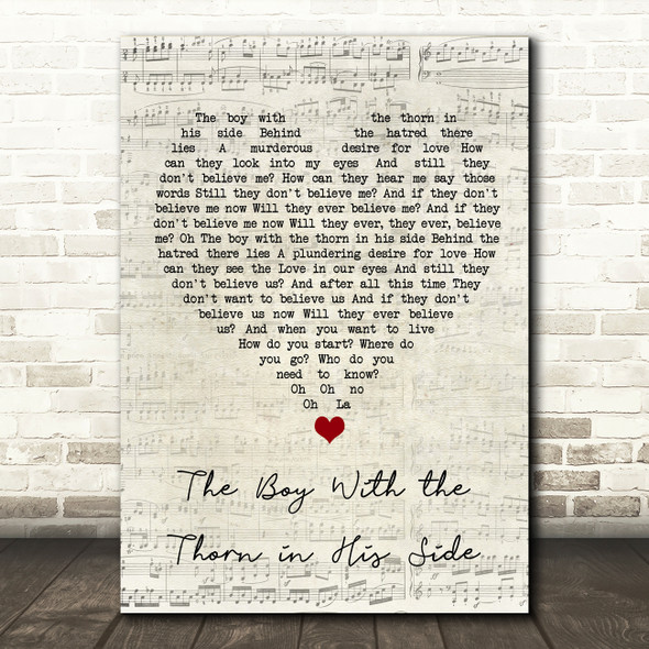 The Smiths The Boy With the Thorn in His Side Script Heart Song Lyric Wall Art Print