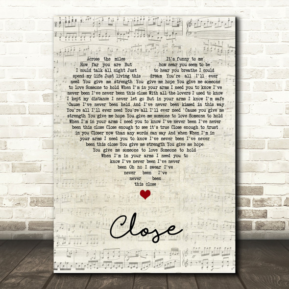 Westlife Close Script Heart Song Lyric Wall Art Print