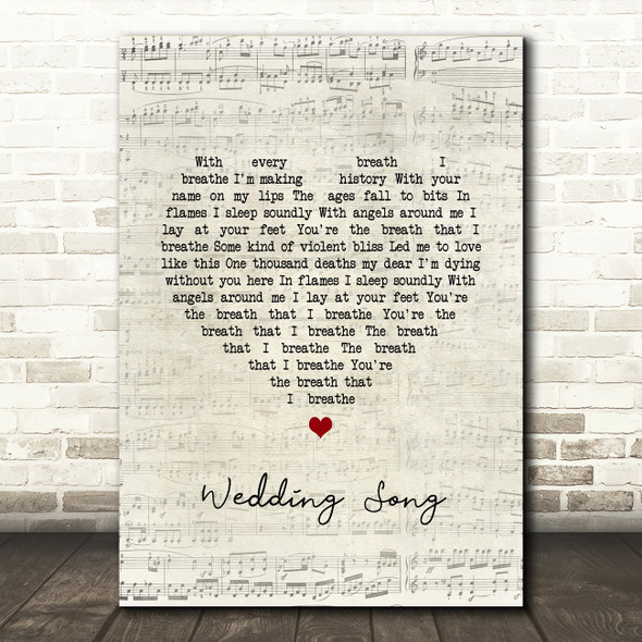 Yeah Yeah Yeahs Wedding Song Script Heart Song Lyric Wall Art Print